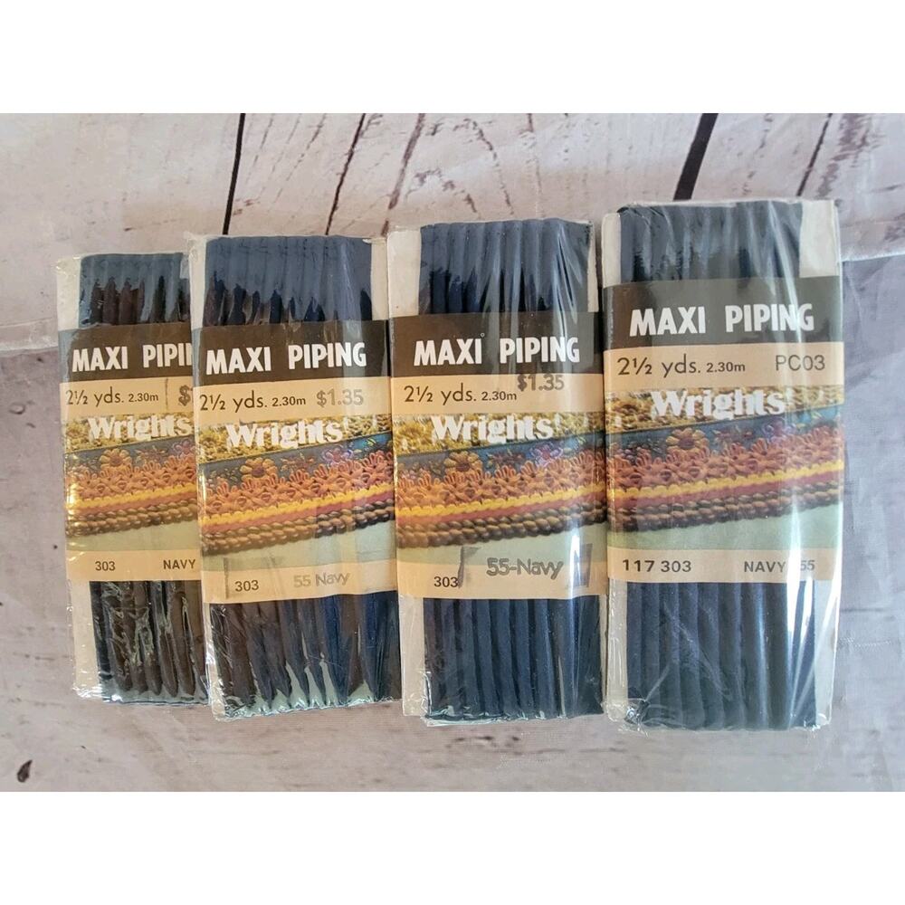 Vintage 2.5 yards Navy Corded Piping 1/2" wide Wright's MAXI PIPING Lot 4
